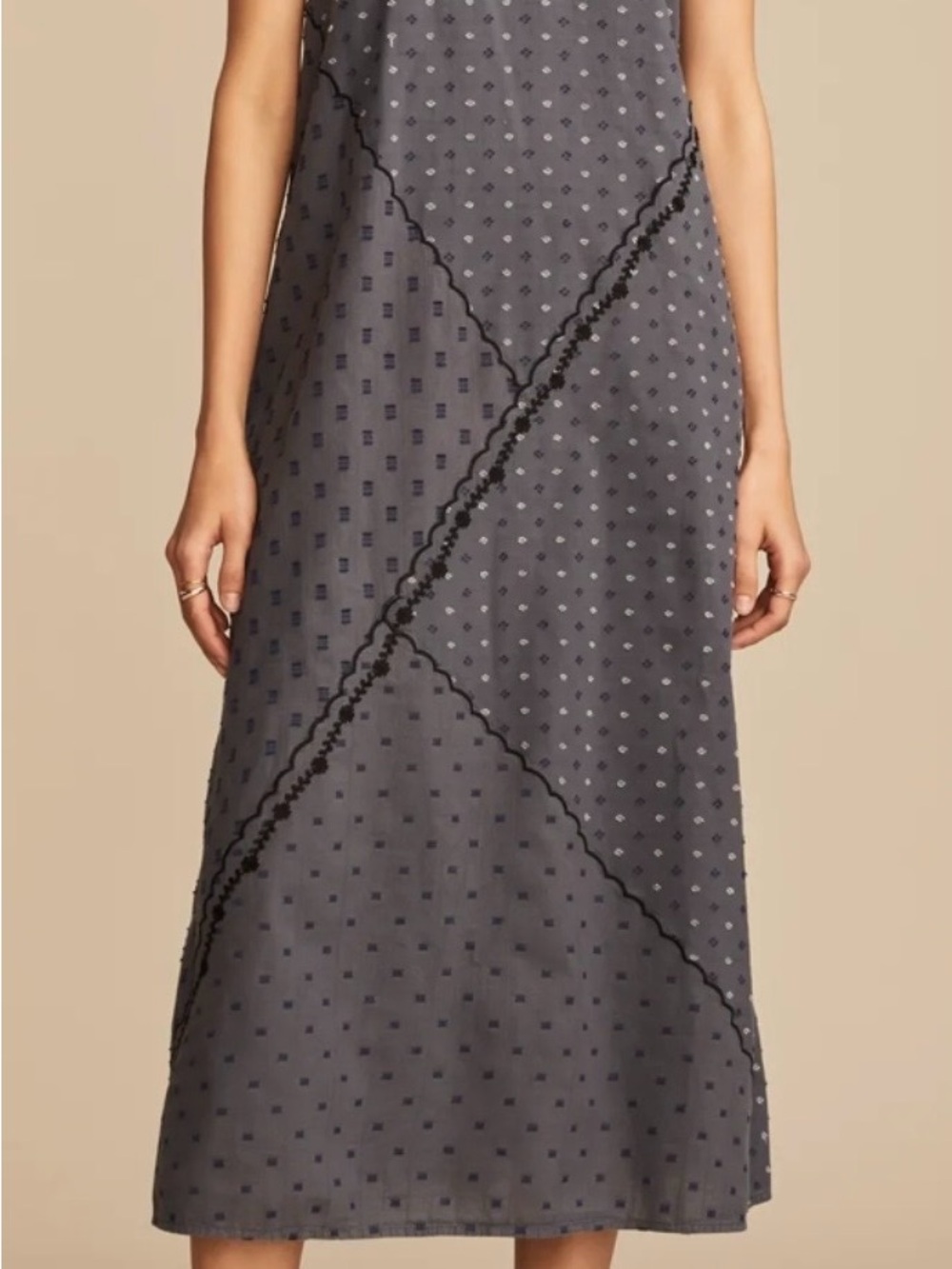 Lucky Brand Gray Patchwork Maxi Dress